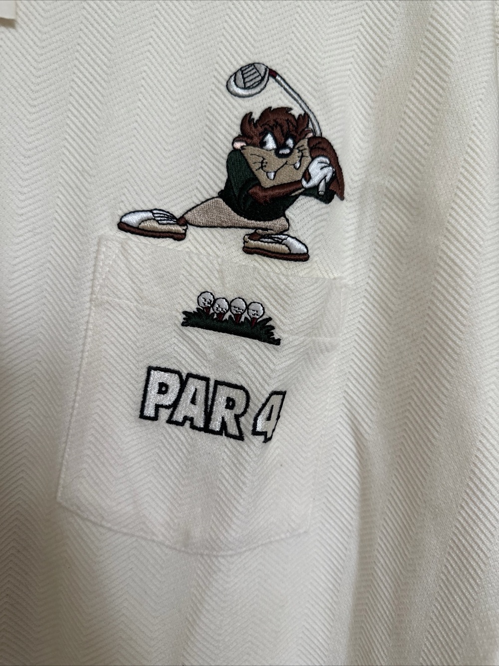 VTG Looney Tunes Taz Par 4 Graphic Pocket T-Shirt - NEW WITH TAGS - Picture 2 of 4